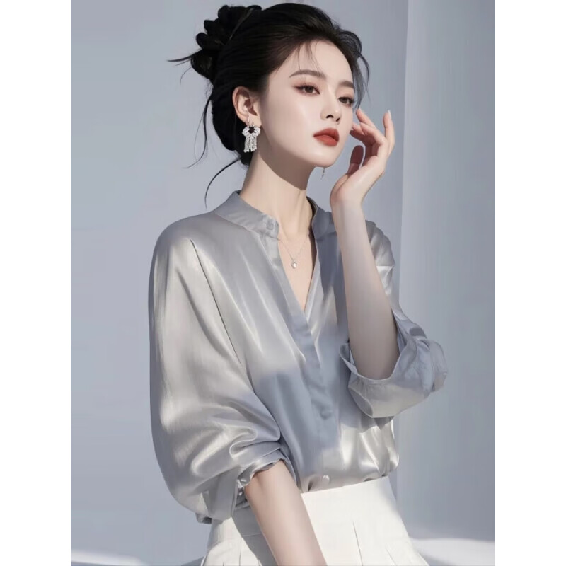 高垂感不易变形  轻薄法式衬衫女2025春季新款轻奢洋气气质上衣女  2X