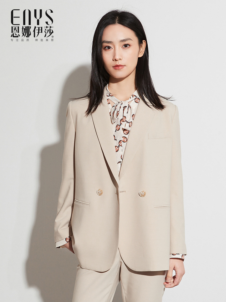 一粒扣高级感法式休闲通勤大码洋气净色2025春新西服简约羊毛长袖